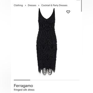 Salvatore Ferragamo SOLD OUT EVERYWHERE Black Fringed Silk Midi Dress